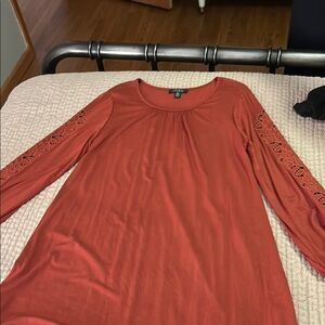 Orange Long Sleeve Top with Lace Detail